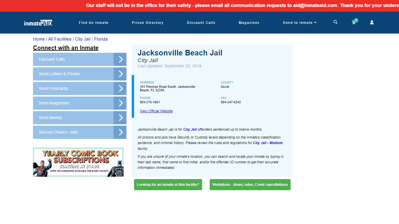 Jacksonville Beach Jail | Inmate Locator