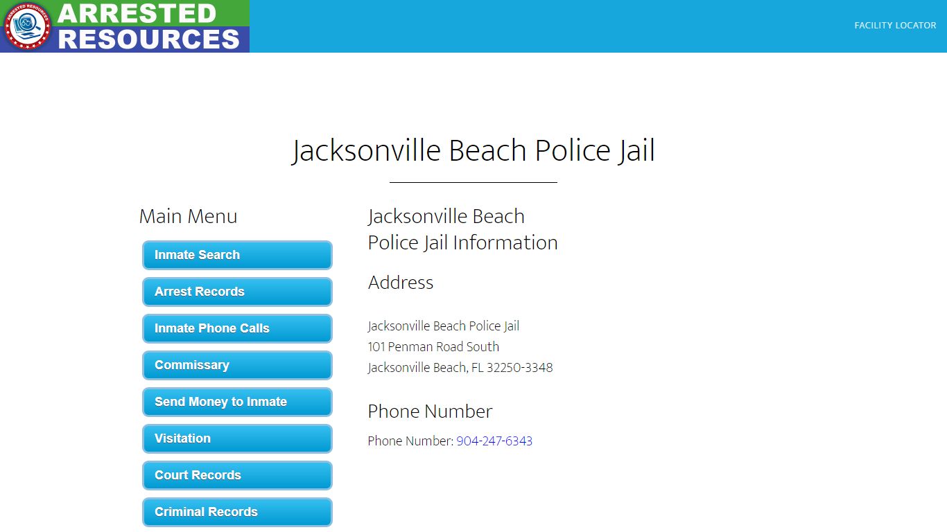 Jacksonville Beach Police Jail - Inmate Search - Jacksonville Beach, FL